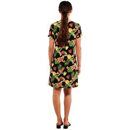 Womens Harlow & Rose Short Sleeve Flower/Fruit Swing Shift Dress