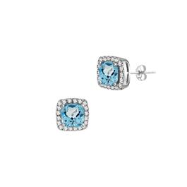 Gemstone Classics&#40;tm&#41; Topaz & White Sapphire Halo Stud Earrings