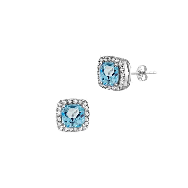 Gemstone Classics(tm) Topaz & White Sapphire Halo Stud Earrings - image 