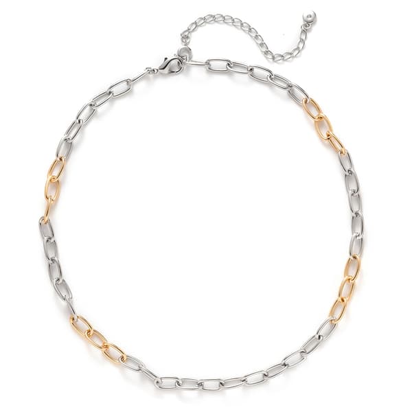 Wearable Art Two-Tone 18in. Paper Clip Link Necklace - image 