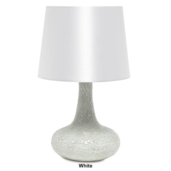 Simple Designs Mosaic Tiled Glass Genie Table Lamp w/Fabric Shade