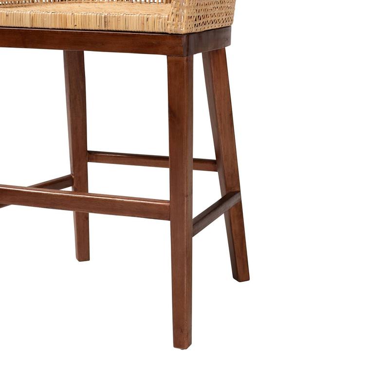 bali & pari Papua Modern Bohemian Acasia Wood Counter Stool