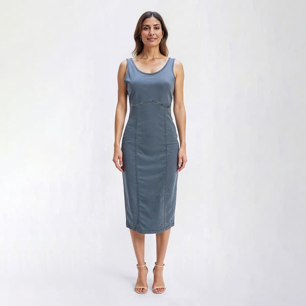 Womens Bebe Sleeveless Slim Denim Midi Dress