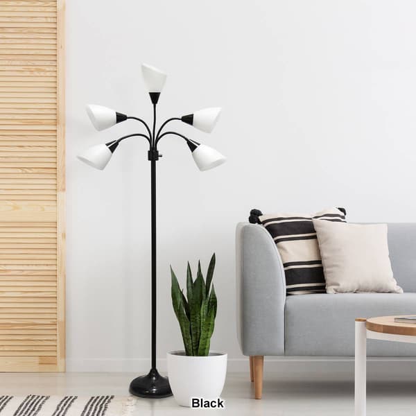 Simple Designs Multi Head Five Light Medusa Gooseneck Floor Lamp - image 