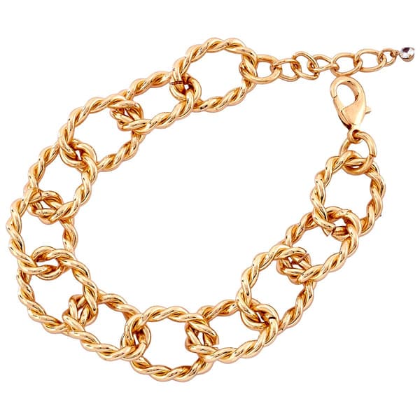 Design Collection Gold-Tone 7.5 Rope Oval Link Chain Bracelet - image 