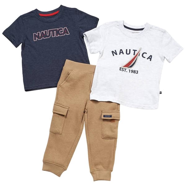 Toddler Boy Nautica 3pc. Stitched Graphic Tees & Cargo Jogger Set - image 