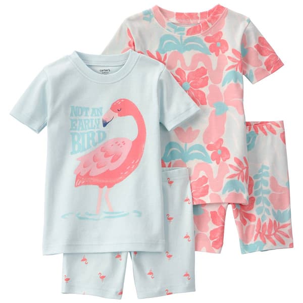 Toddler Girl Carter''s(R) 4pc. Flamingo & Tropical Short Pajama Set