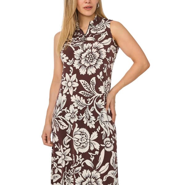 Petite MSK Sleeveless 1/2 Zip Neck Floral Maxi Dress