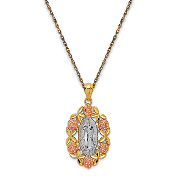 Gold Classics&#40;tm&#41; 14kt. Two-Tone Our Lady of Guadalupe Pendant - image 