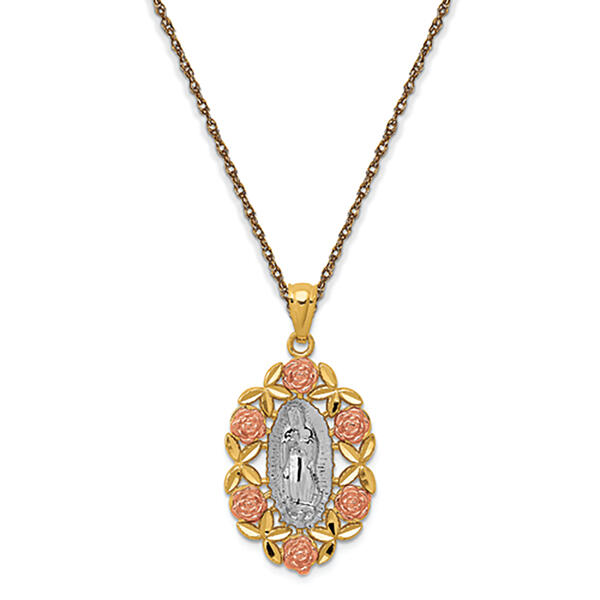 Gold Classics&#40;tm&#41; 14kt. Two-Tone Our Lady of Guadalupe Pendant - image 