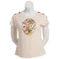 Womens Tru Self Dolman Shoulder Button Placket Graphic Tee - image 2