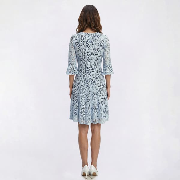 Plus Size Rabbit Rabbit Rabbit Flounce Sleeve Lace A-Line Dress