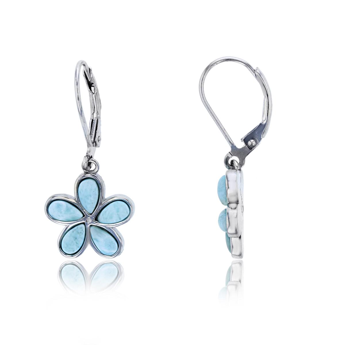 GemstonesClassics™ Silver & Larimar Clover Earrings