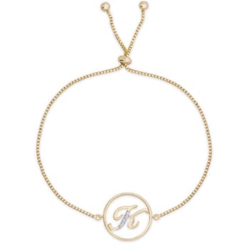 Accents by Gianni Argento Diamond Plated Initial K Adj. Gold Bracelet ...