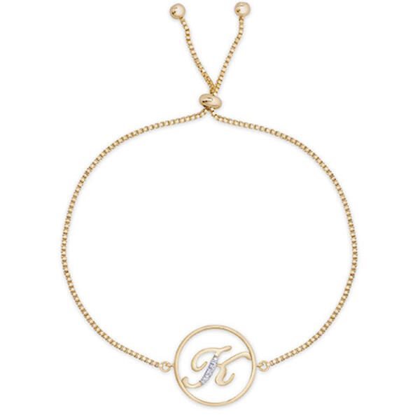 Accents by Gianni Argento Diamond Plated Initial K Gold Bracelet - image 