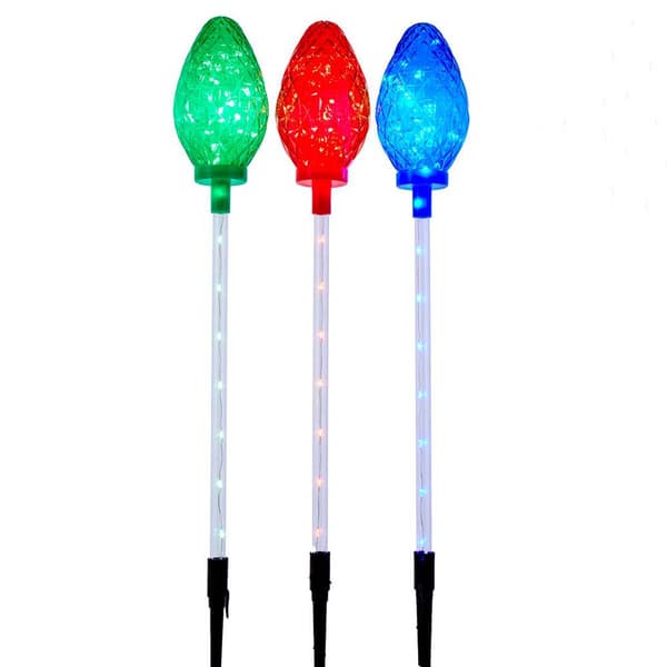 Kurt S. Adler 27.2in. LED Faceted C9 Yard Stakes - Set of 3 - image 