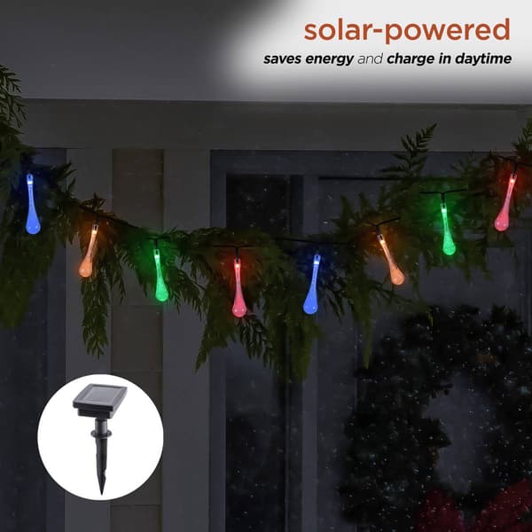 Alpine Solar 20pc Waterdrop Outdoor String Lights - Set of 2