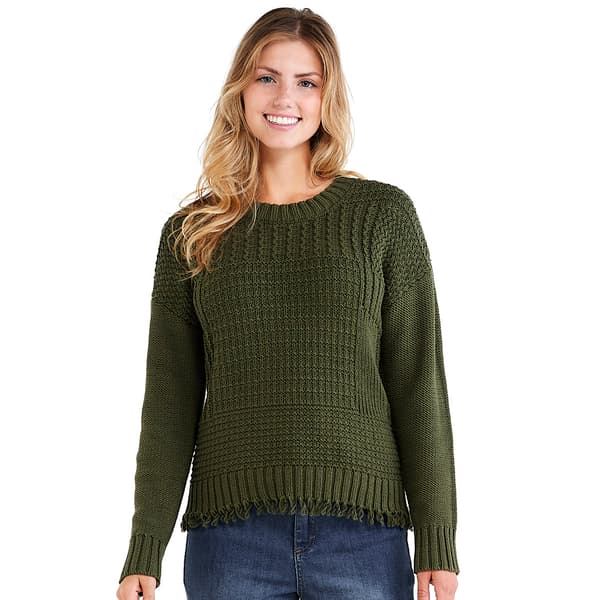 Womens Architect&#40;R&#41; Long Sleeve Fringe Trim Pullover Sweater