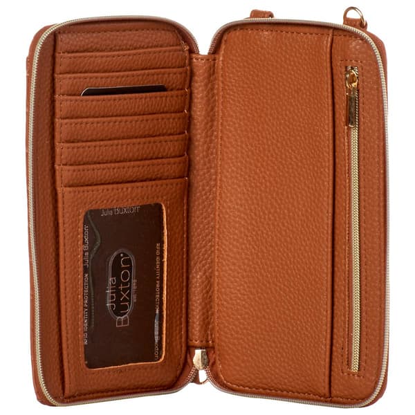 Womens Julia Buxton Everywhere Crossbody Wallet - Camel Croco