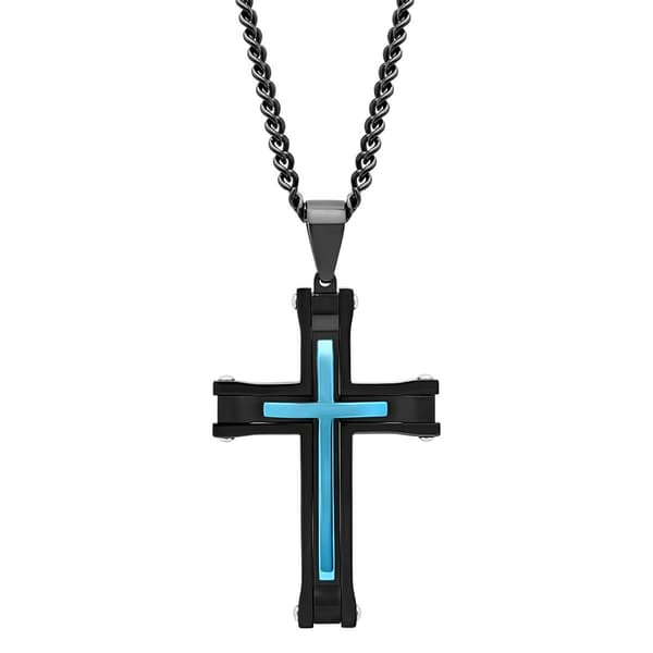 Mens Gentlemen's Classics&#40;tm&#41; Stainless Steel Cross Pendant Necklace