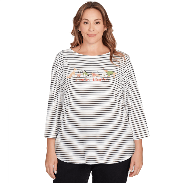 Women''s Ruby Rd. Must Haves Ii Holiday Dogs Striped Knit Top - image 