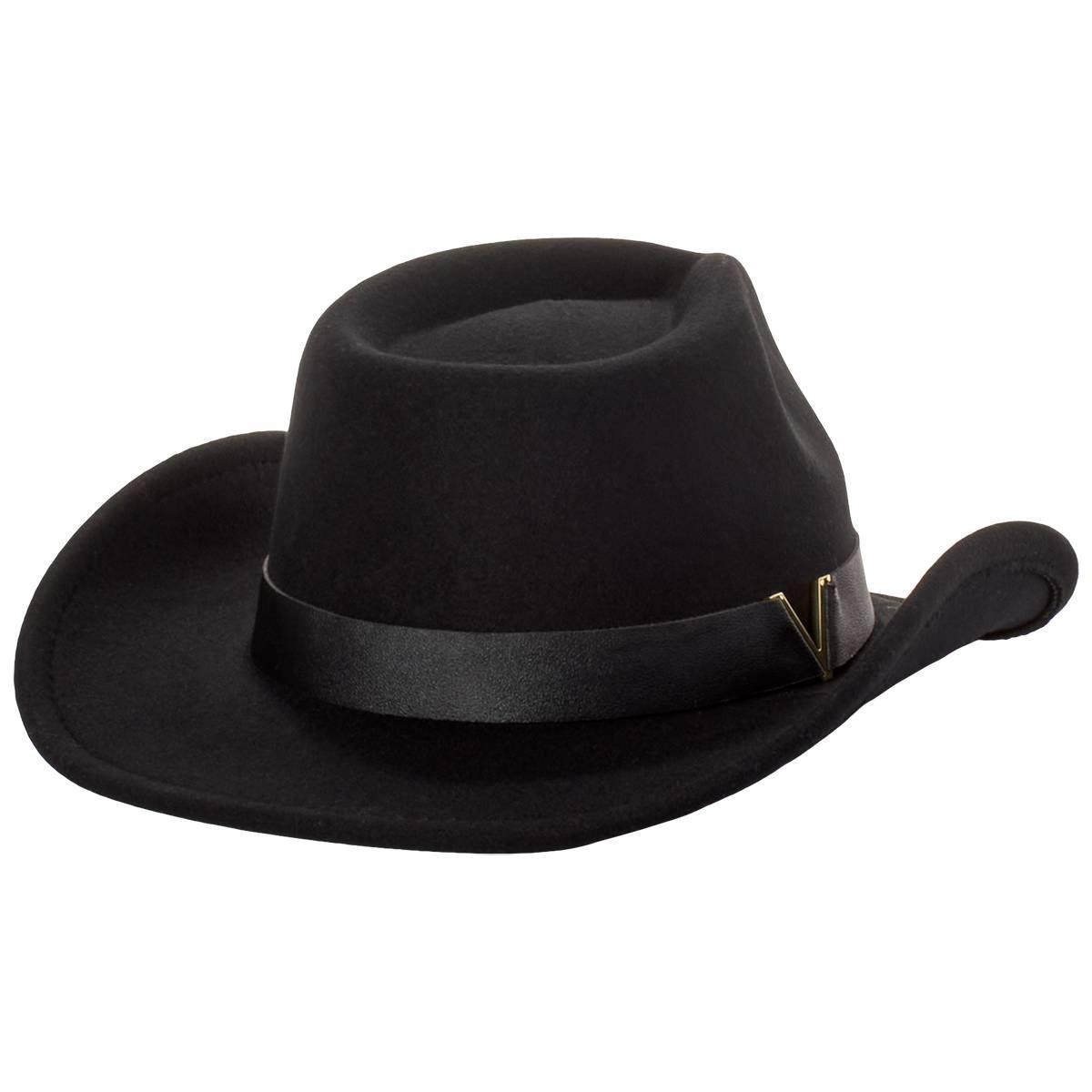 Womens Vince Camuto V Logo Accent Felt Cowboy Hat