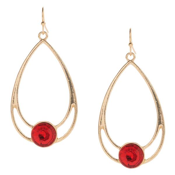 Ashley Cooper&#40;tm&#41; Gold-Tone Red Gem Teardrop Gem Earrings - image 