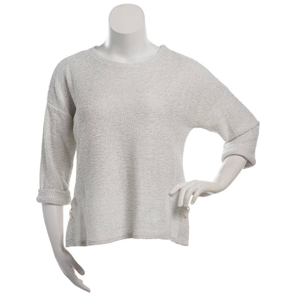 Womens Robert Louis 3/4 Sleeve Side Lace Up Popcorn Sweater