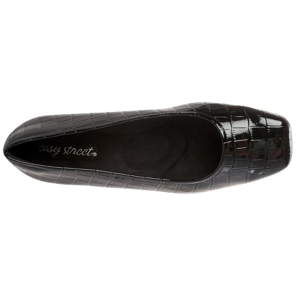 Womens Easy Street Crescent Black Crocodile Flats