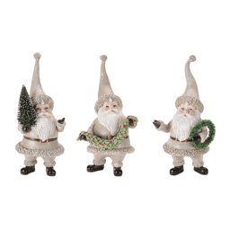 Melrose Rustic Santa Figurines with Tree & Wreath - Set of 3