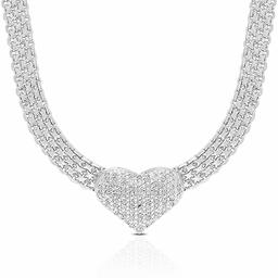 Gianni Argento Silver 1/10ctw. Diamond Heart Pendant Necklace