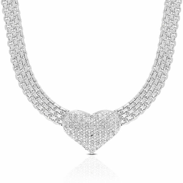 Gianni Argento Silver 1/10ctw. Diamond Heart Pendant Necklace - image 