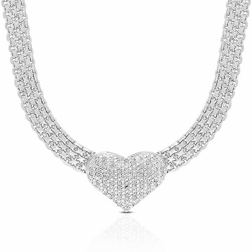 Gianni Argento Silver 1/10ctw. Diamond Heart Pendant Necklace - image 