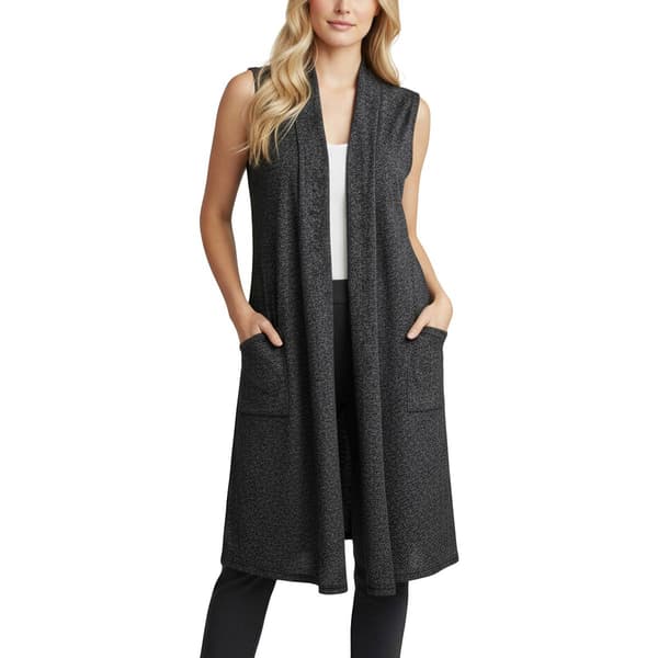 Petite NY Collection Sleeveless Solid Cardigan with Pockets