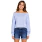 Juniors No Comment Long Sleeve Fleece Off The Shoulder Top - image 1