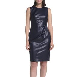 Womens Calvin Klein Sleeveless Twist Pleather Dress
