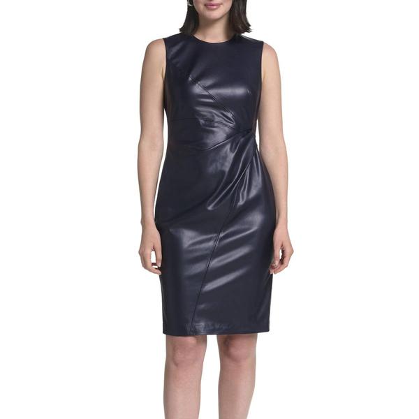 Womens Calvin Klein Sleeveless Twist Pleather Dress - image 