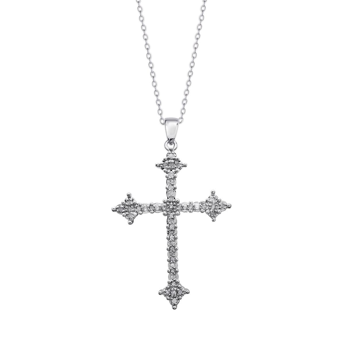 Gianni Argento Silver Plated 1/4ctw. Diamond Cross Pendant