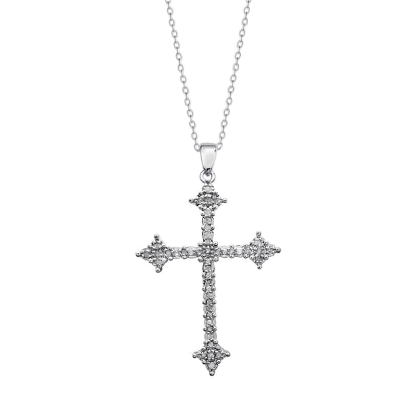 Gianna Argento Silver Plated 1/4ctw. Diamond Cross Pendant - image 