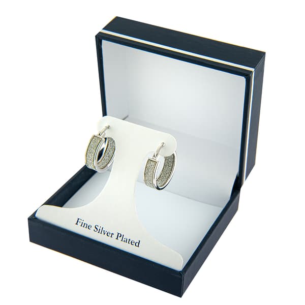 Fine Silver Plated Channel Edge Inside Out Hoop Earrings