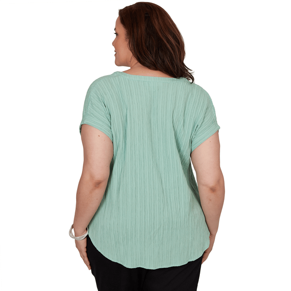 Plus Size Emaline Verde Grove II Short Sleeve Textured Blouse