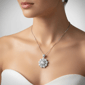 Saffron 6ctw. Moissanite Diamond Floral Halo Pendant Necklace - image 3