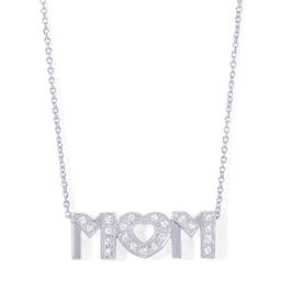Silver-Plated Mom Heart Cubic Zirconia Pendant Necklace