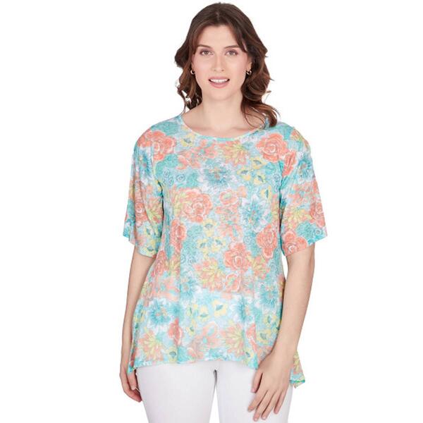 Womens Ruby Rd. Must Haves III Elbow Sleeve Floral Tee - image 