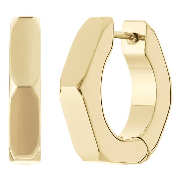 Mens Lynx Stainless Steel Gold-Tone Ion Plating Stud Hoop Earring - image 