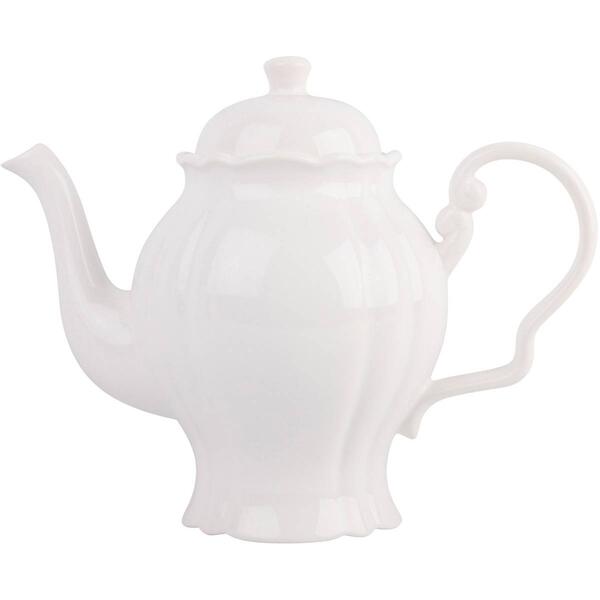 Home Essentials 40oz. White Footed Teapot - image 