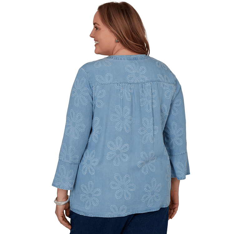 Plus Size Alfred Dunner Camden Market Floral Embroidery Blouse