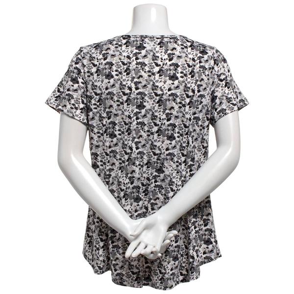 Womens Bobeau Short Sleeve Abstract Floral Babydoll Tee