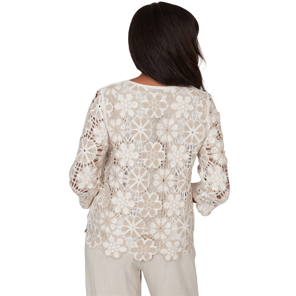 Petite Alfred Dunner Natural Wonder Floral Crochet Blouse