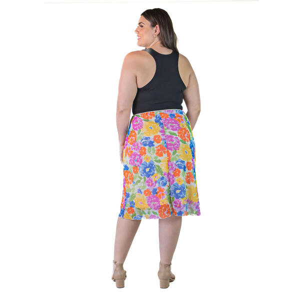 Plus Size 24/7 Comfort Apparel Midi Floral Skirt